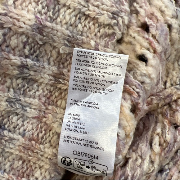 Anthropologie Oversized Mesh Stitch Sweater Size Medium Crochet Chunky Fisherman - Picture 6 of 9